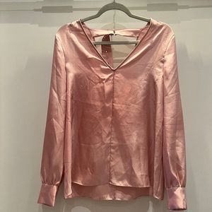 Pale pink v-neck blouse